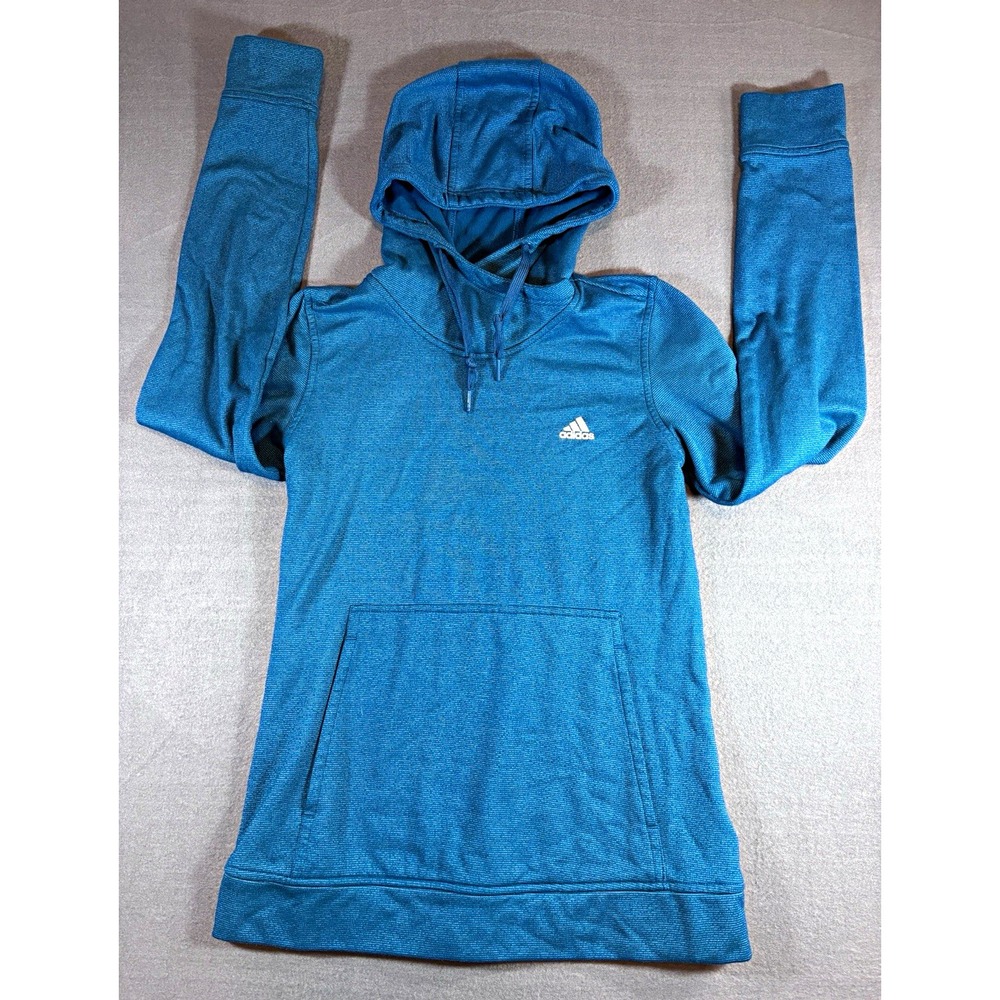 adidas ClimaWarm Hoodie Mens Medium Blue Pullover Fleece Thumbholes Gorpcore